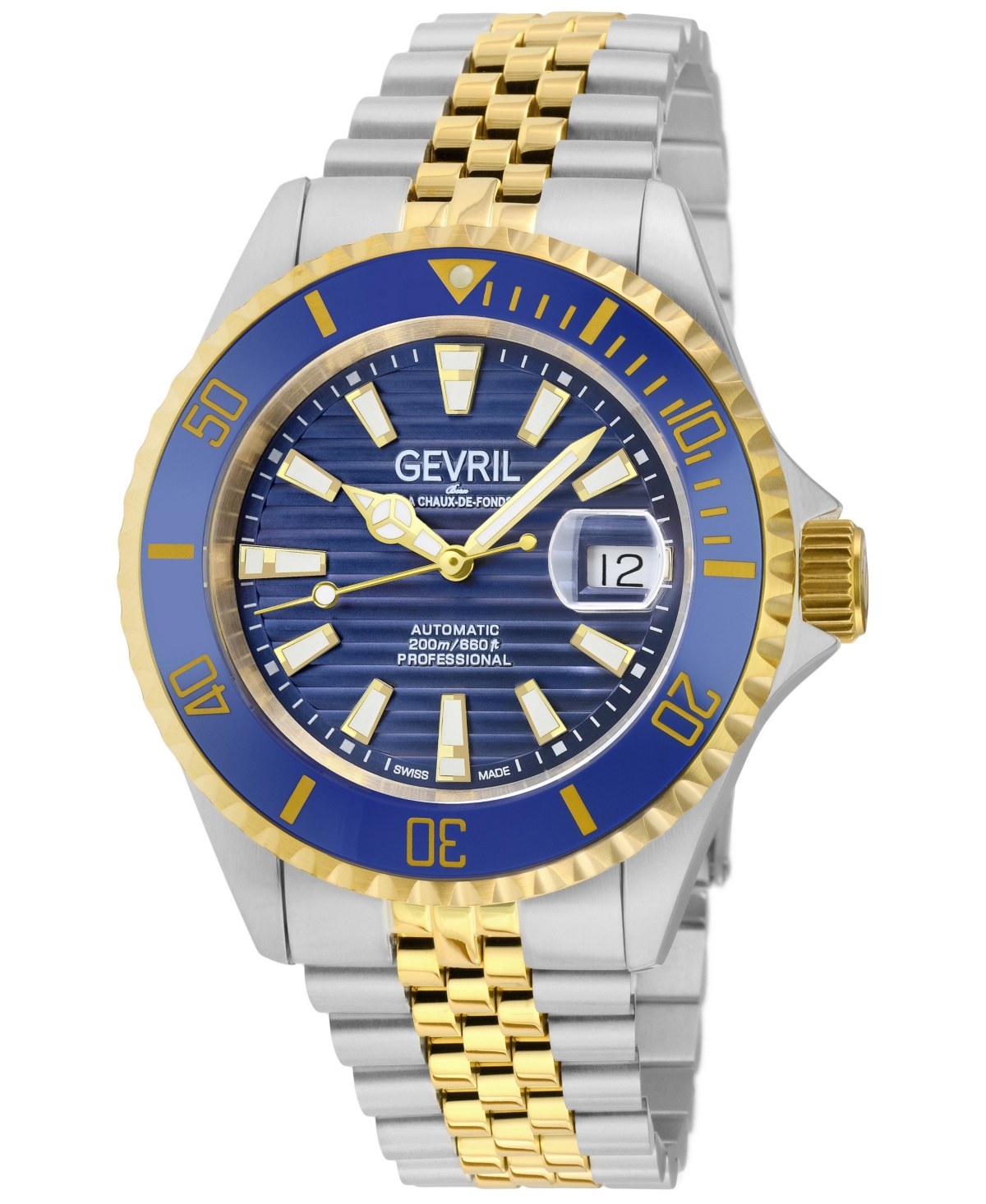 Gevril Chambers Men's Swiss Automatic Two tone Ss/ Gt 316L Stainless Steel Bracelet Watch - Stainless steel
