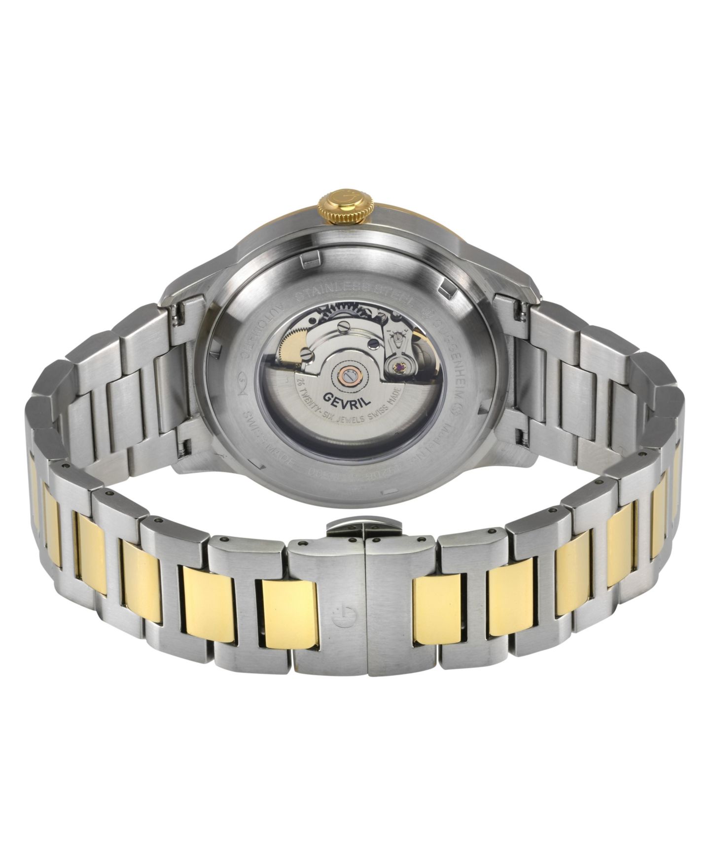 Мужские часы Gevril Guggenheim Swiss Automatic Two tone IPYG/SS 316L Stainless Steel Bracelet Watch, цвет: Серебряный — фото 3