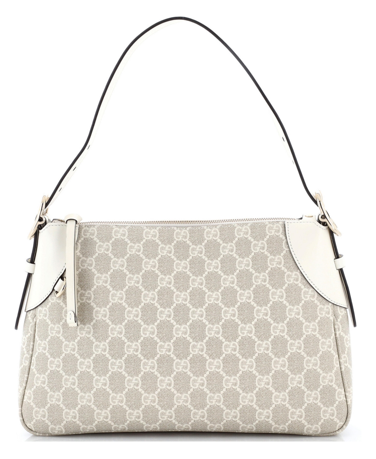 Pre-Owned Gucci Medium Emblem Shoulder Bag Gg Coated Canvas with Leather