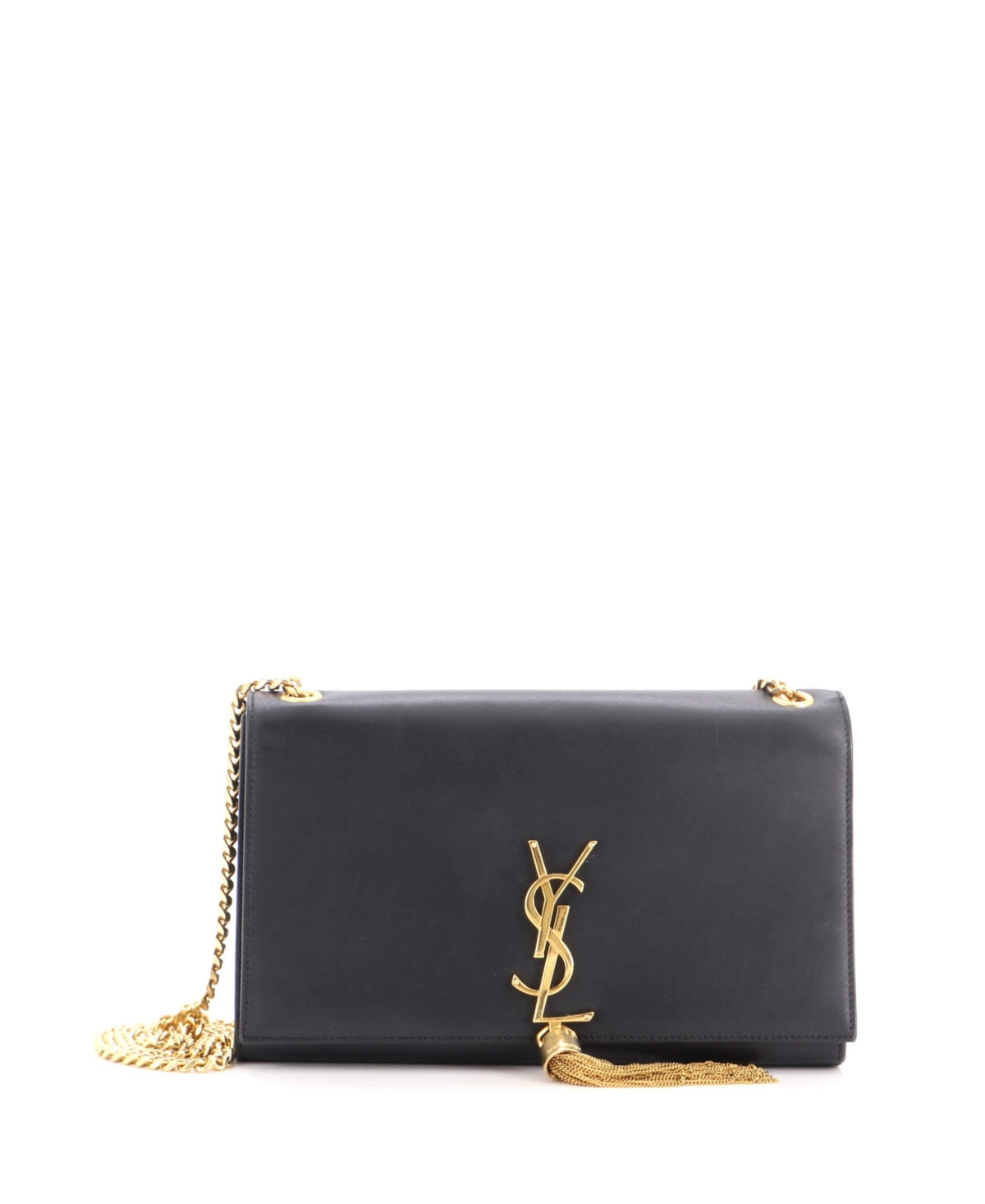 Pre-Owned Saint Laurent Medium Classic Monogram Tassel Crossbody Bag Leather - Black