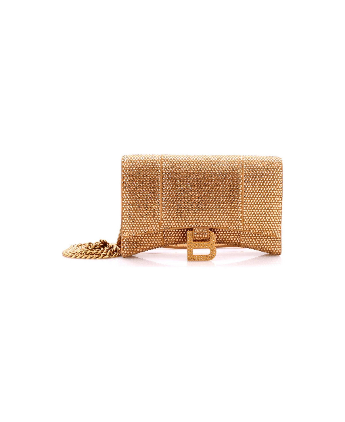 Pre-Owned Balenciaga Hourglass Chain Wallet Suede with Crystals