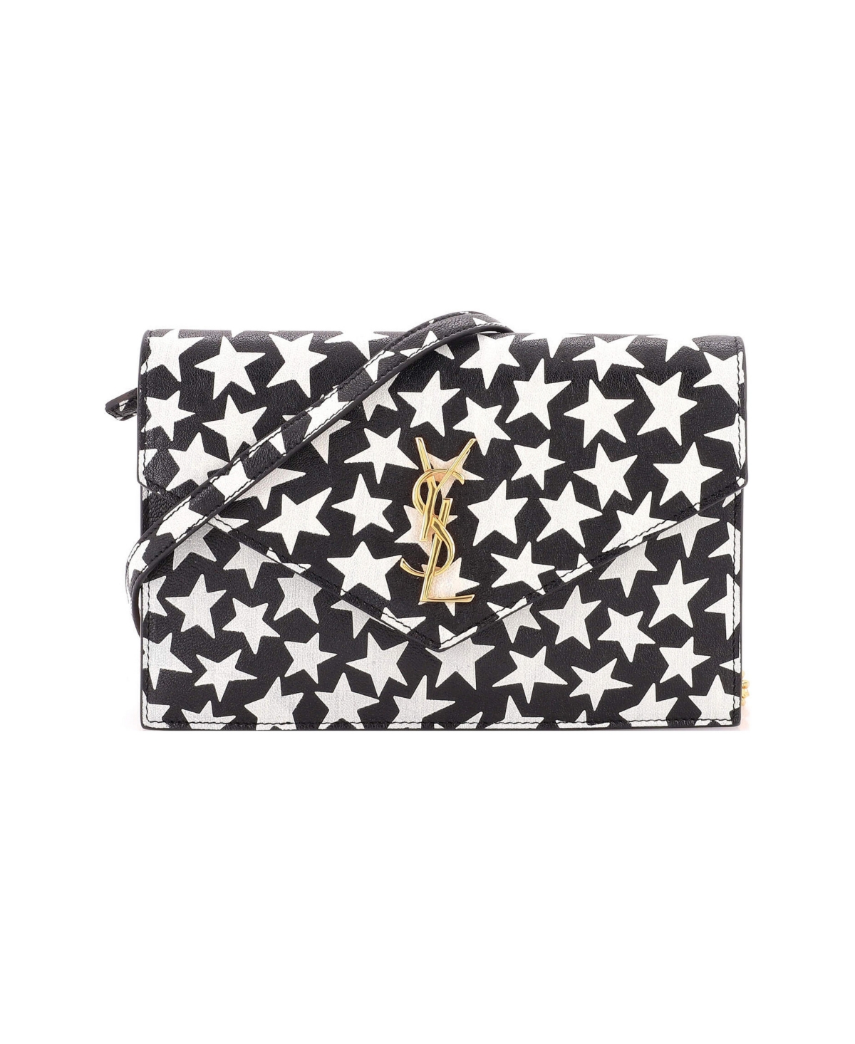 Pre-Owned Saint Laurent Classic Monogram Wallet on Chain Printed Leather