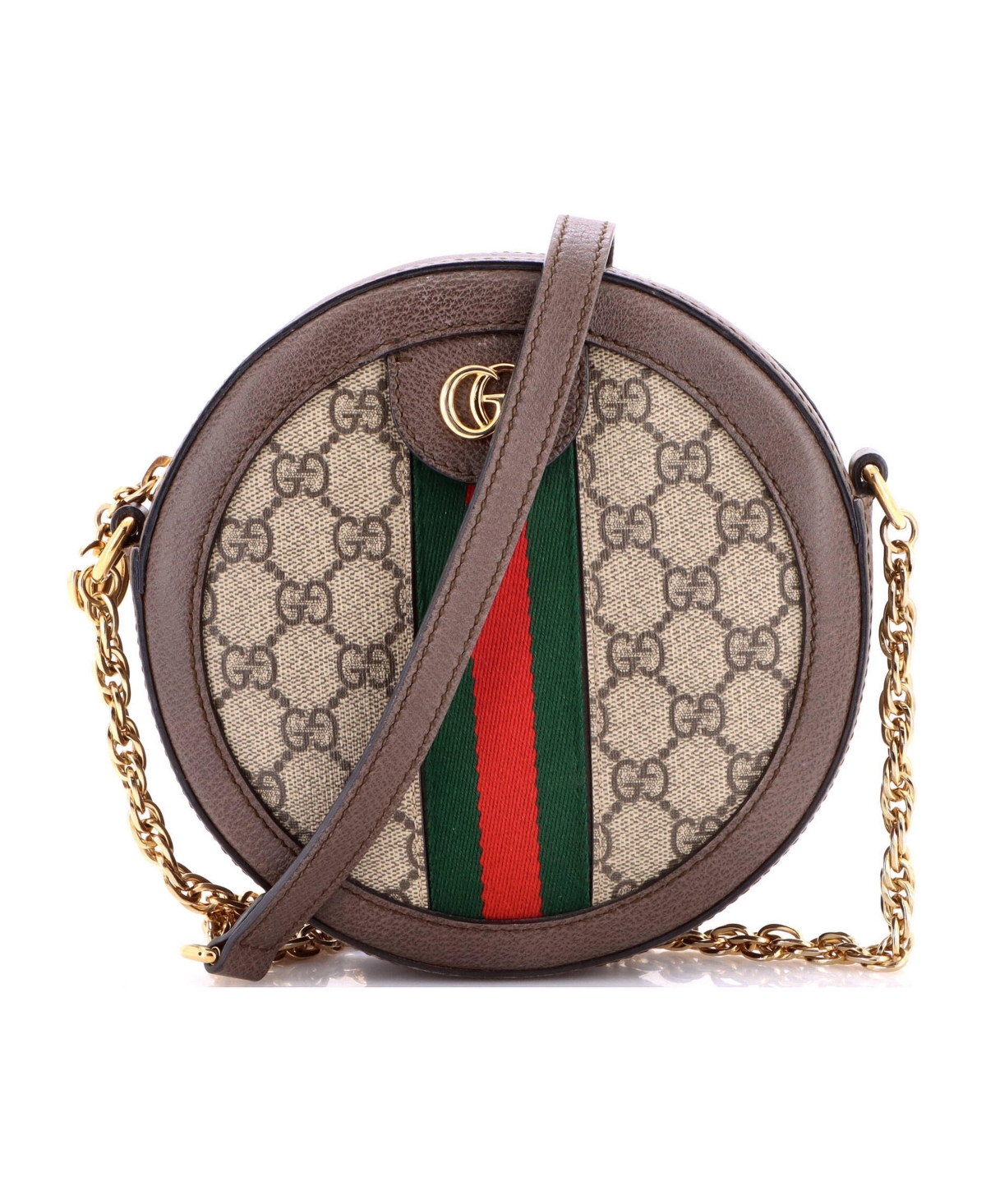 Pre-Owned Gucci Mini Ophidia Round Shoulder Bag Gg Coated Canvas - Brown