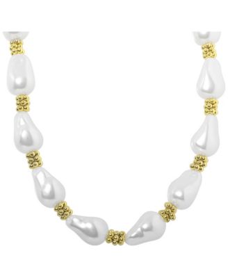 BGBG Gold and Pearl Necklace Chunky, 17" + 2", Statement Jewelry