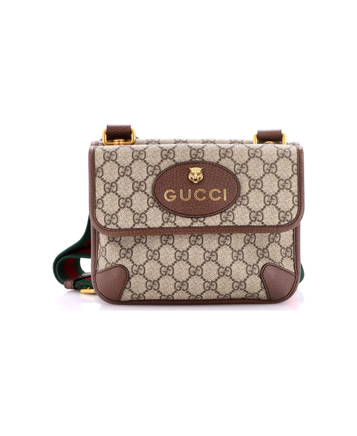 Pre-Owned Gucci Small Neo Vintage Flap Messenger Gg Coated Canvas - Brown