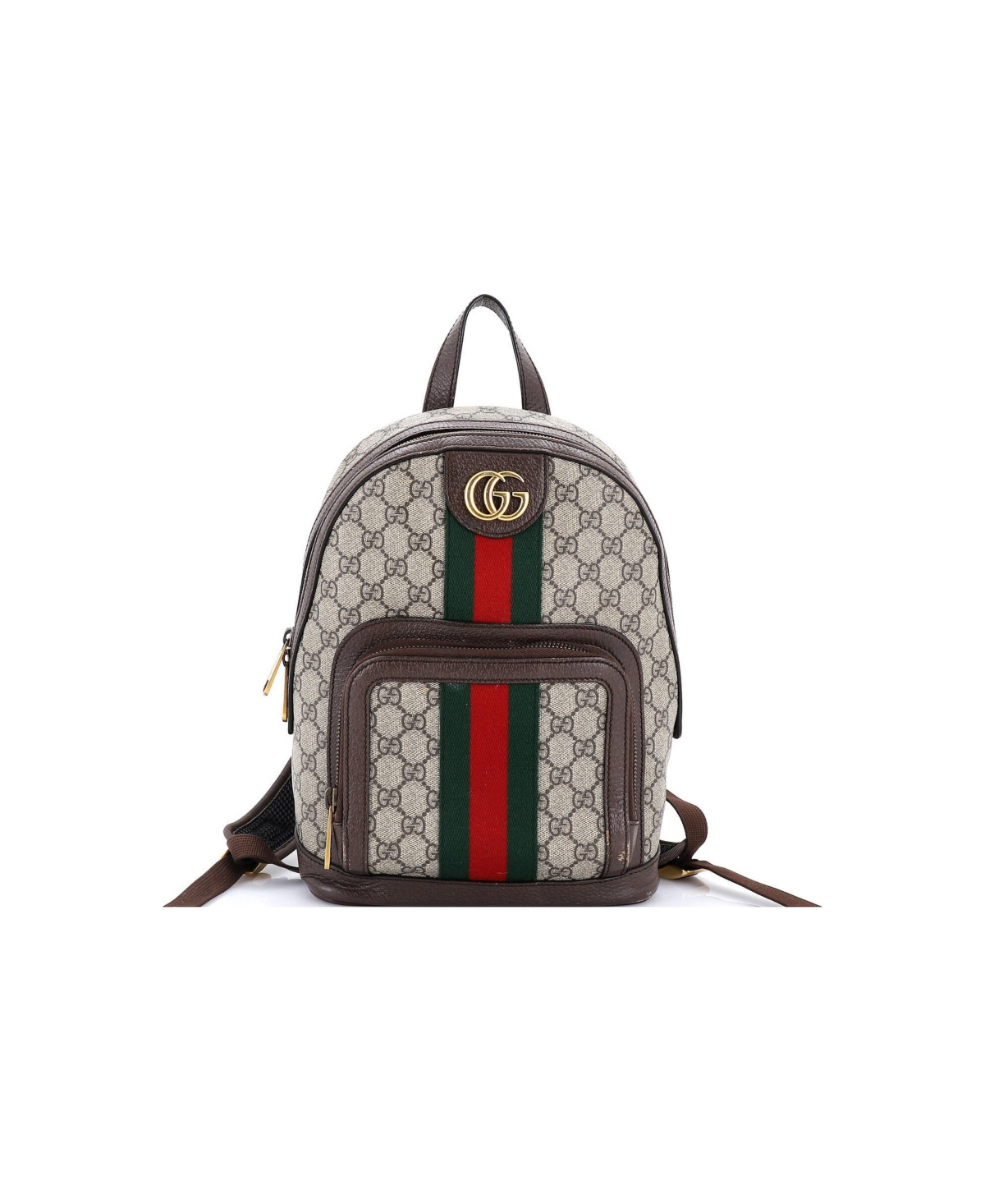 Pre-Owned Gucci Small Ophidia Backpack Gg Coated Canvas and Leather - Brown
