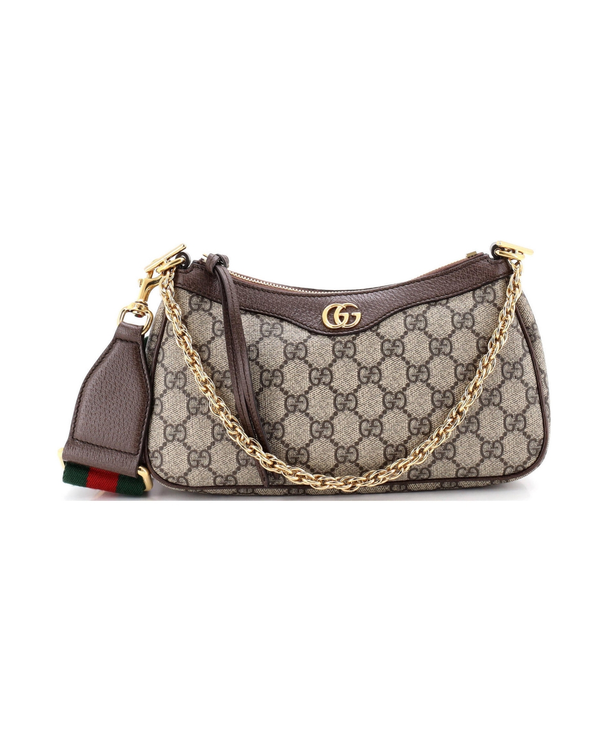 Pre-Owned Gucci Small Ophidia Charm Shoulder Bag Gg Coated Canvas - Brown