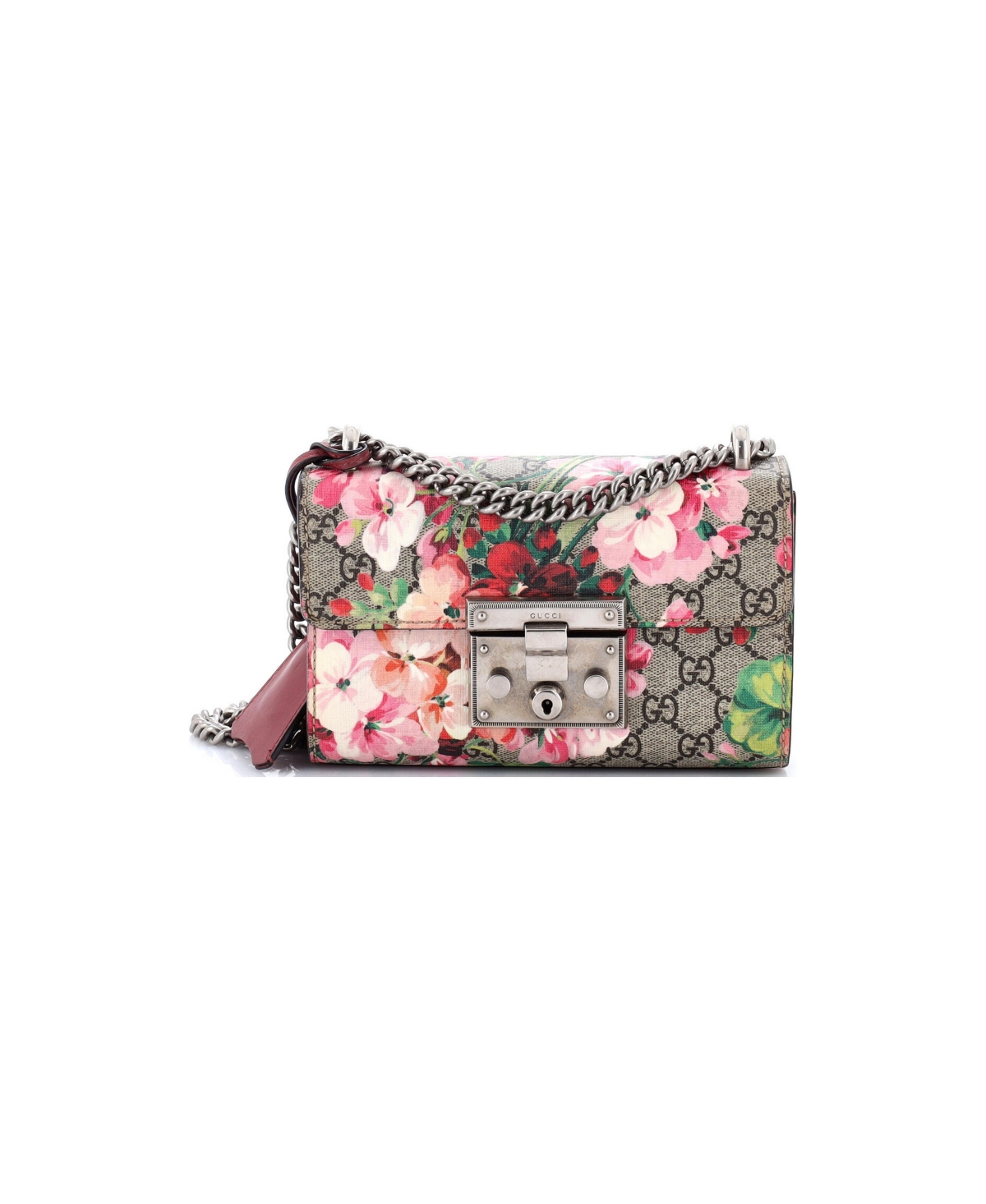 Pre-Owned Gucci Small Padlock Shoulder Bag Blooms Print Gg Coated Canvas - Brown