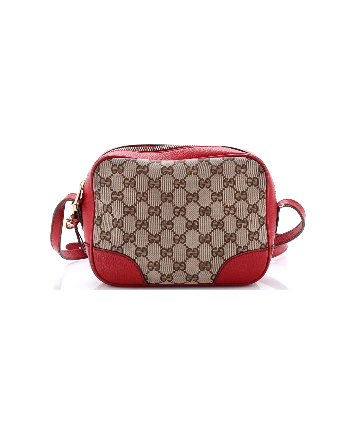 Pre-Owned Gucci Mini Bree Disco Crossbody Bag Gg Canvas with Leather - Red