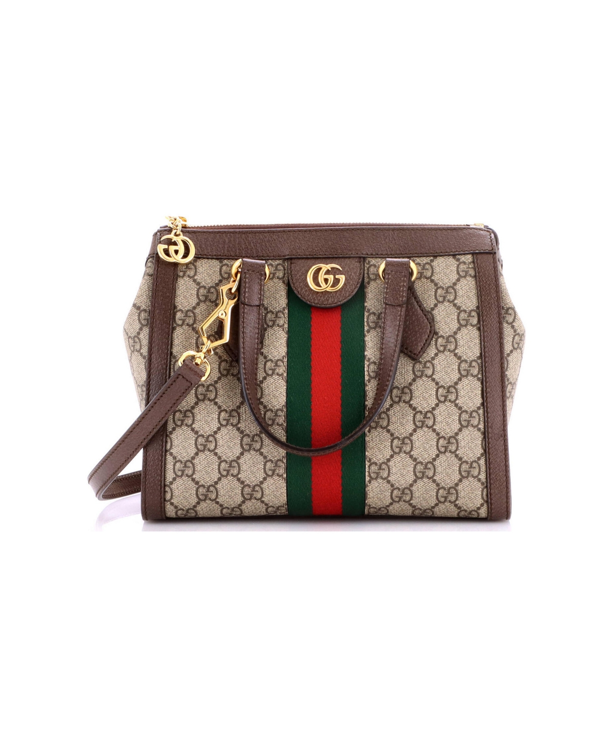 Pre-Owned Gucci Small Ophidia Top Handle Tote Gg Coated Canvas - Brown
