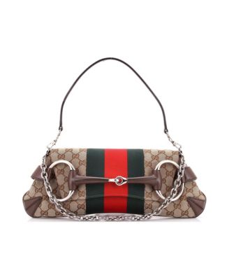 Medium Horsebit NM Web Chain Clutch GG Canvas