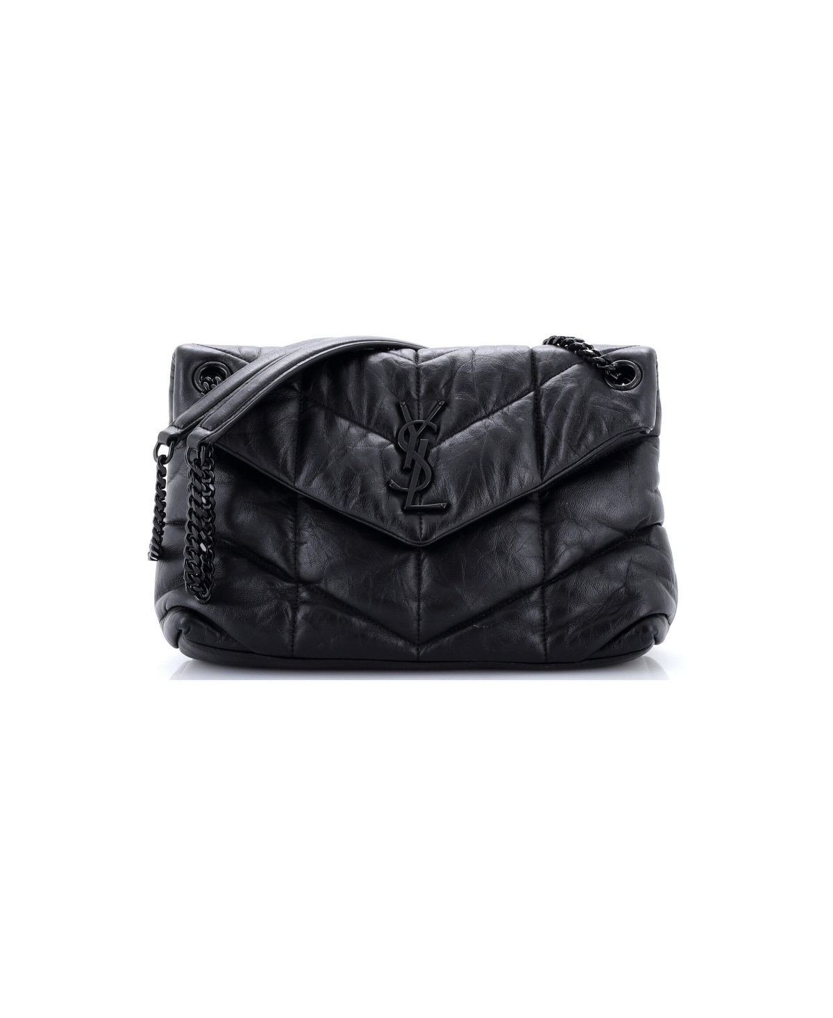 Pre-Owned Saint Laurent Small Loulou Puffer Shoulder Bag Quilted Leather - Black
