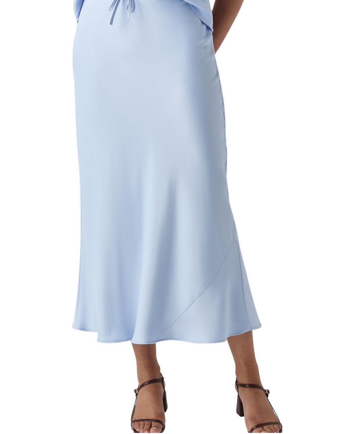Ghost London Women's Dahlia Picot Trim Satin Midi Skirt - Light blue