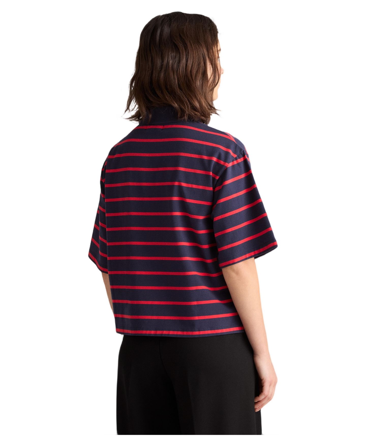 Женский топ Residus Taylor Striped Boxy Short-Sleeve Popover, цвет: Тёмно-синий полосатый — фото 2