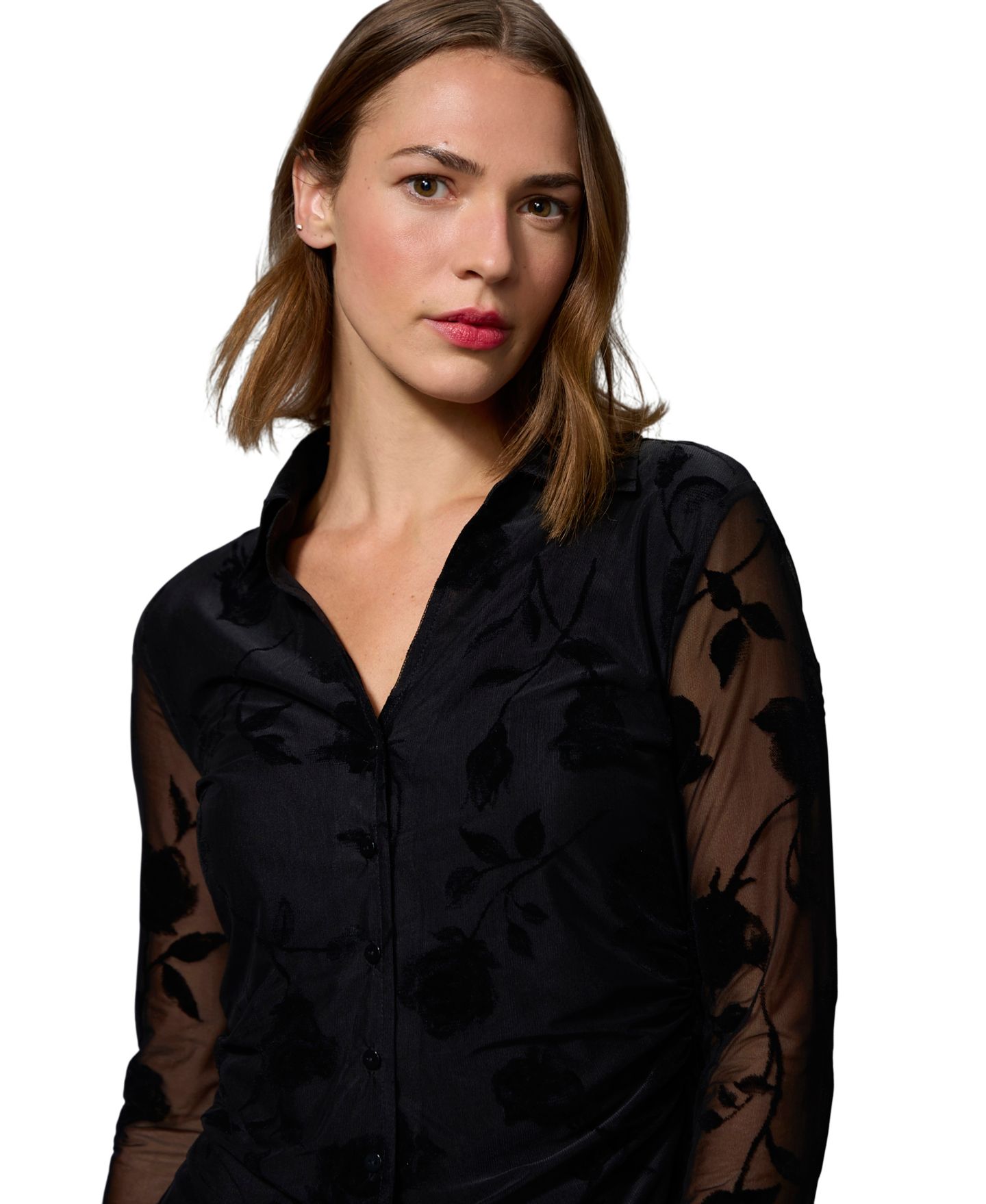 Женская блузка Sanctuary Juno Long-Sleeve Floral Sheer Button-Up, цвет: Теневой — фото 5