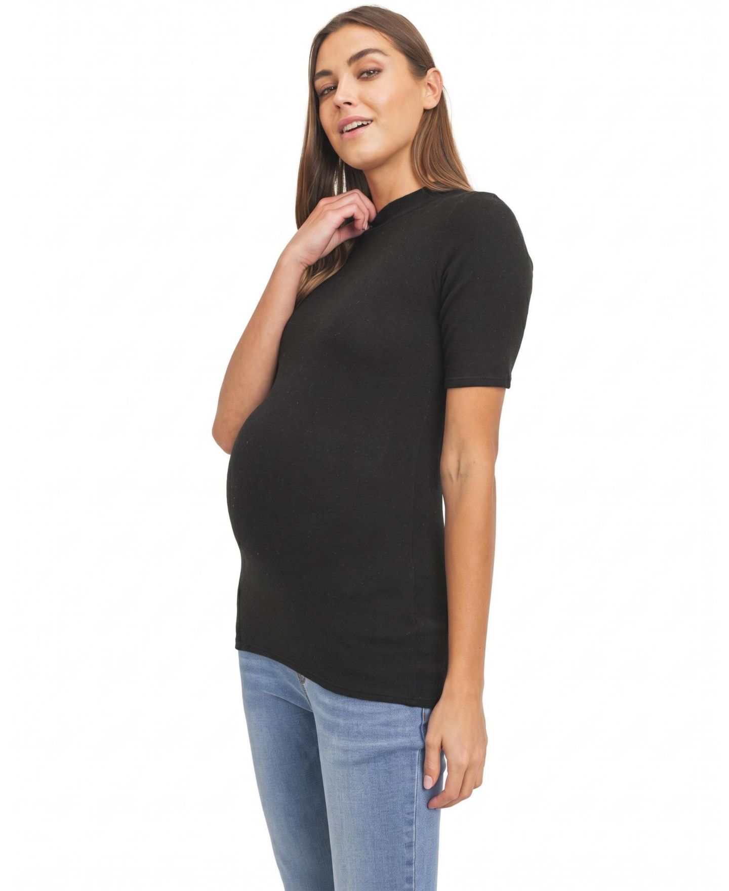 Женский свитер Hello Miz Maternity Brushed Hacci Mock-Neck, цвет: Чёрный — фото 2