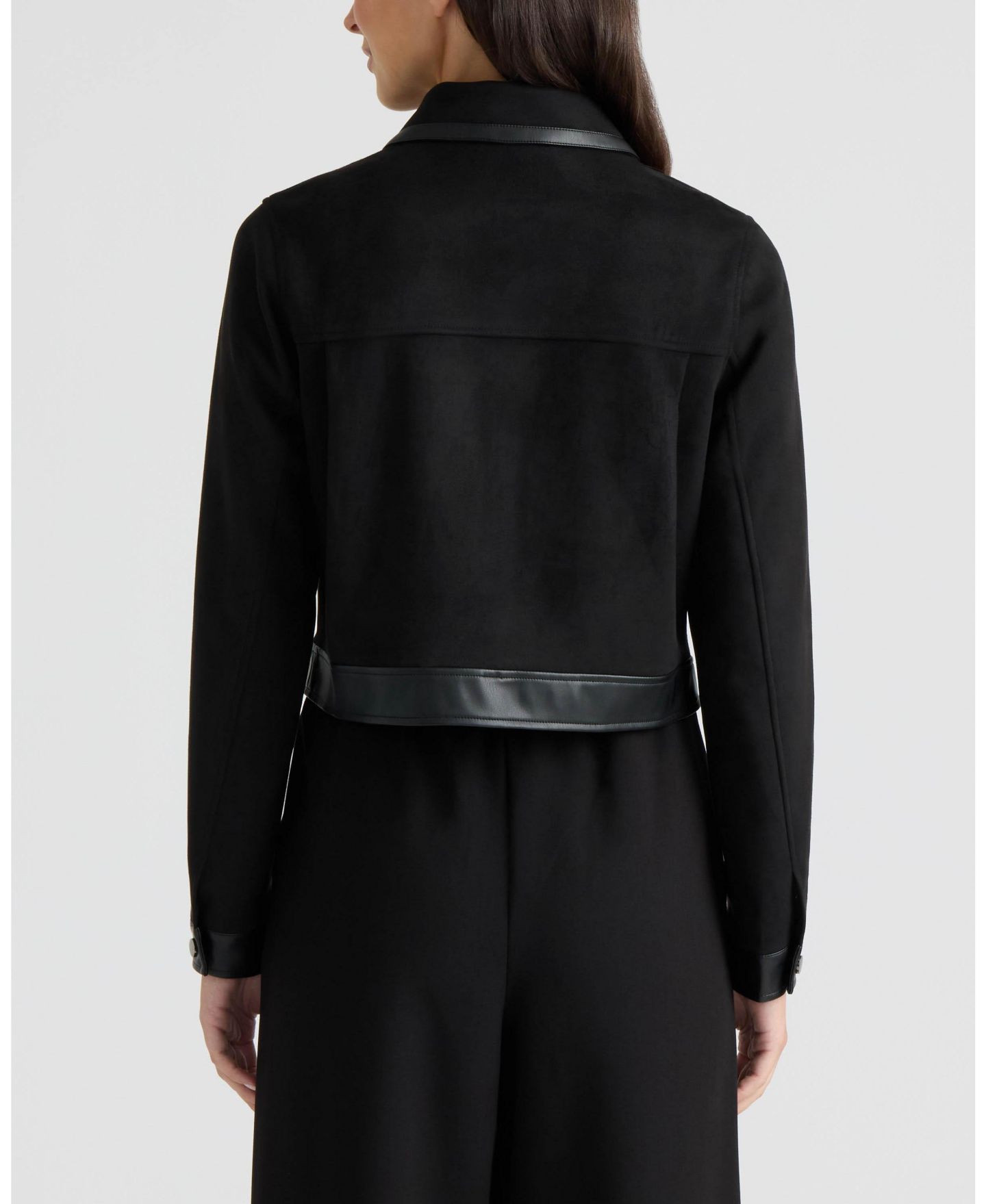 Женская куртка Ellen Tracy Faux Suede Cropped Zip-Front, цвет: Чёрный — фото 3