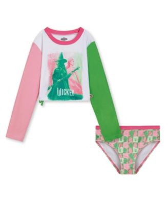 Girls' 4 - 16 Cropped Swimwear Rash Guard and Bikini Set