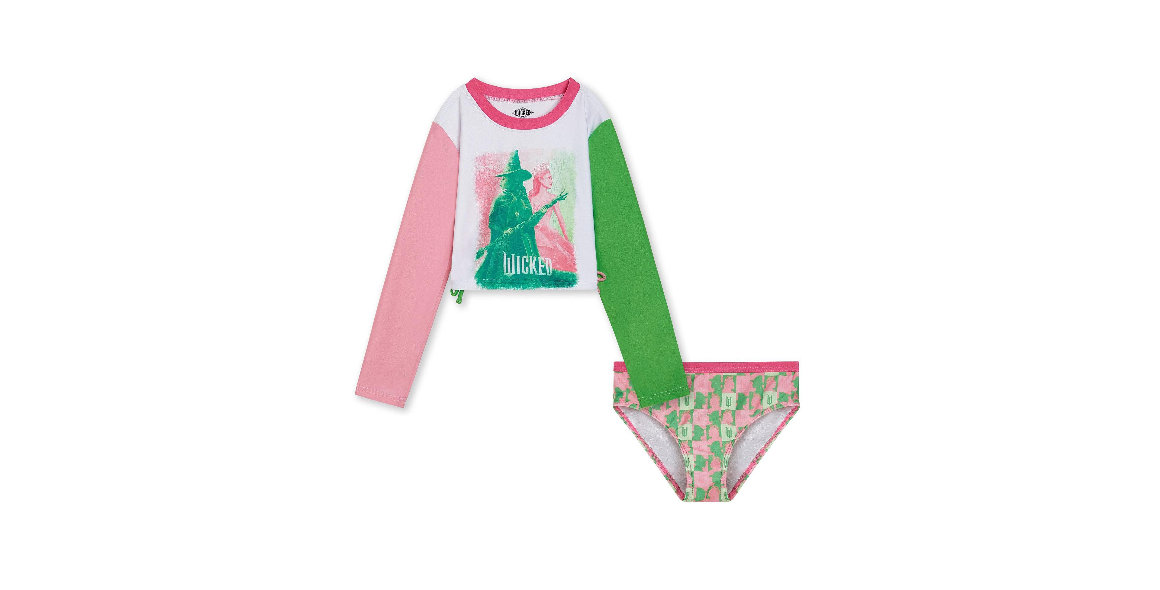 Wicked Girls' 4 - 16 Cropped Swimwear Rash Guard and Bikini Set