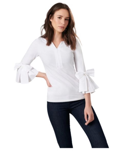 Женская блузка Anne Fontaine Clissa 3/4-Sleeve Bows, цвет: Белый