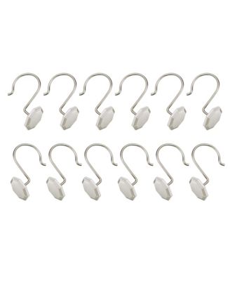 Rust-Proof Zinc Shower Curtain Hooks with Octagon-Shaped end, Shower Hooks Hangers for Bathroom