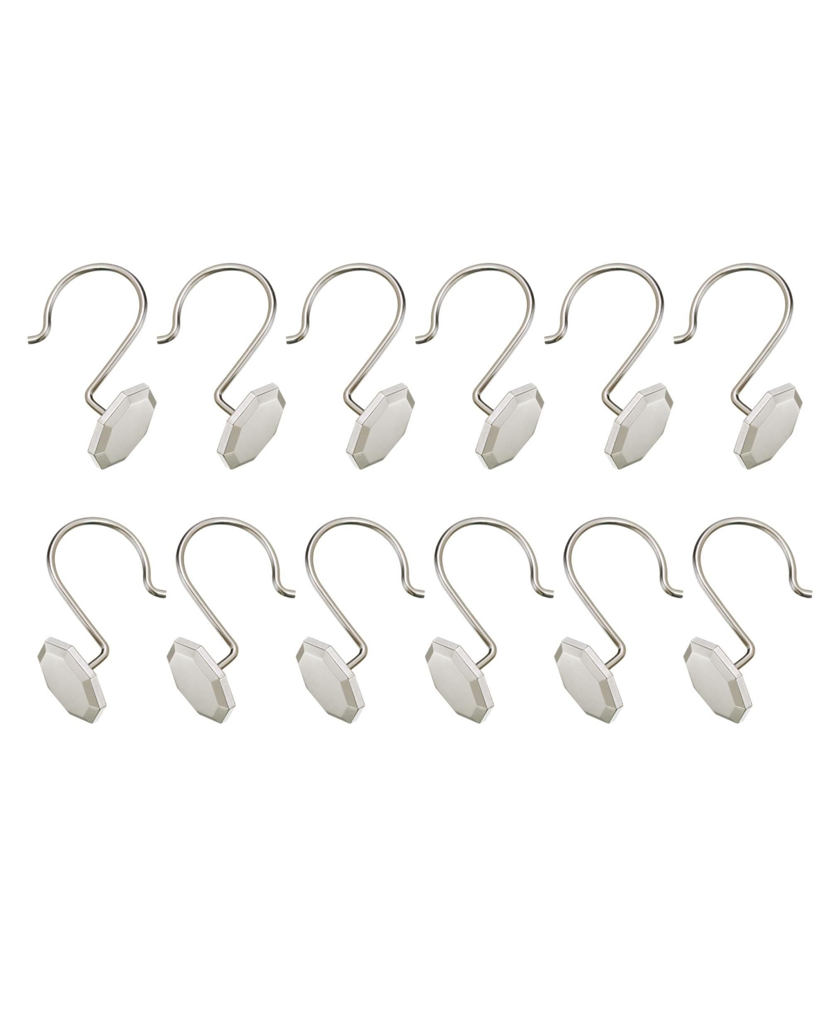 Utopia Alley Rust-Proof Zinc Shower Curtain Hooks with Octagon-Shaped end, Shower Hooks Hangers for Bathroom - Brushed nickel