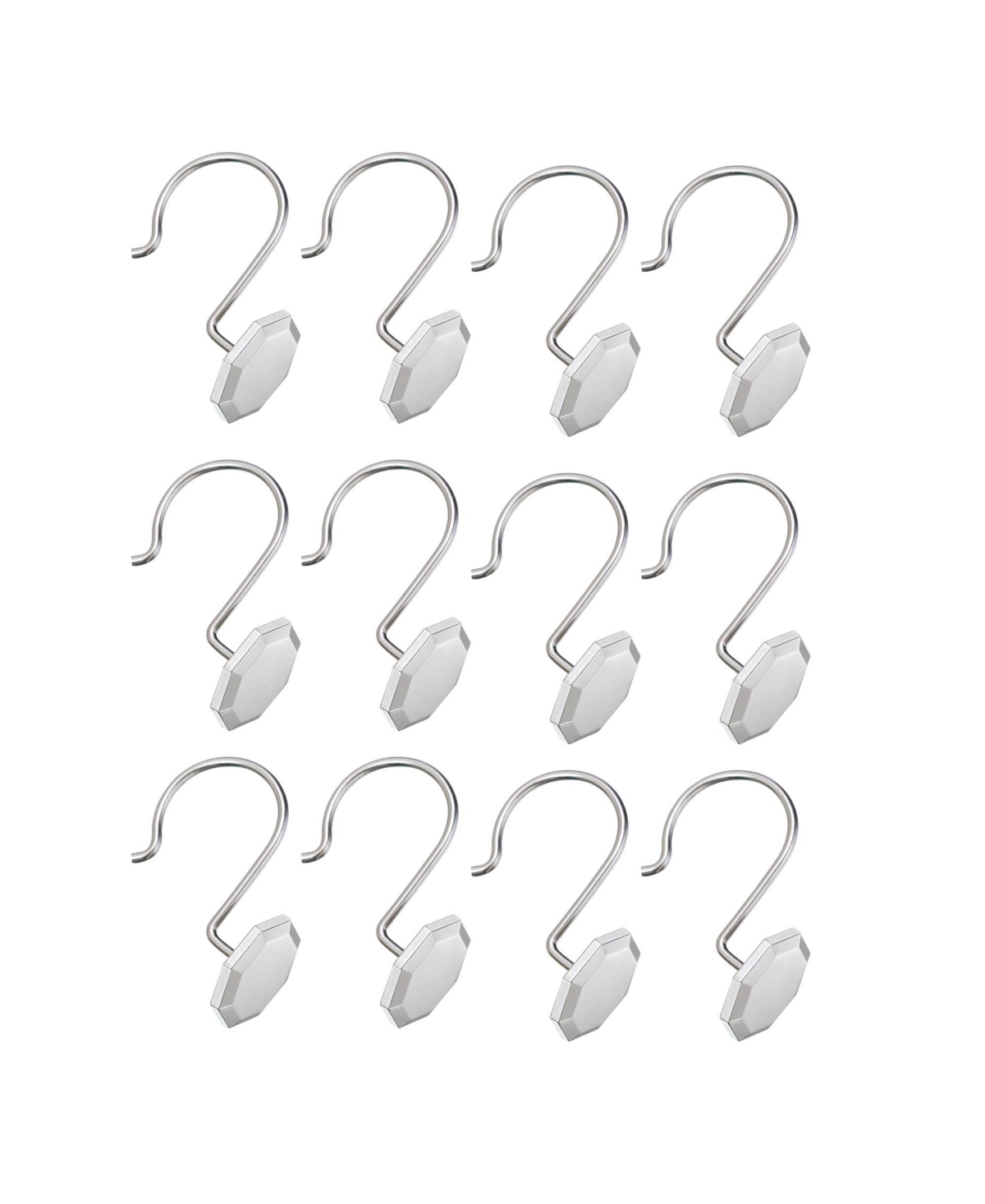 Utopia Alley Rust-Proof Zinc Shower Curtain Hooks with Octagon-Shaped end, Shower Hooks Hangers for Bathroom - Chrome