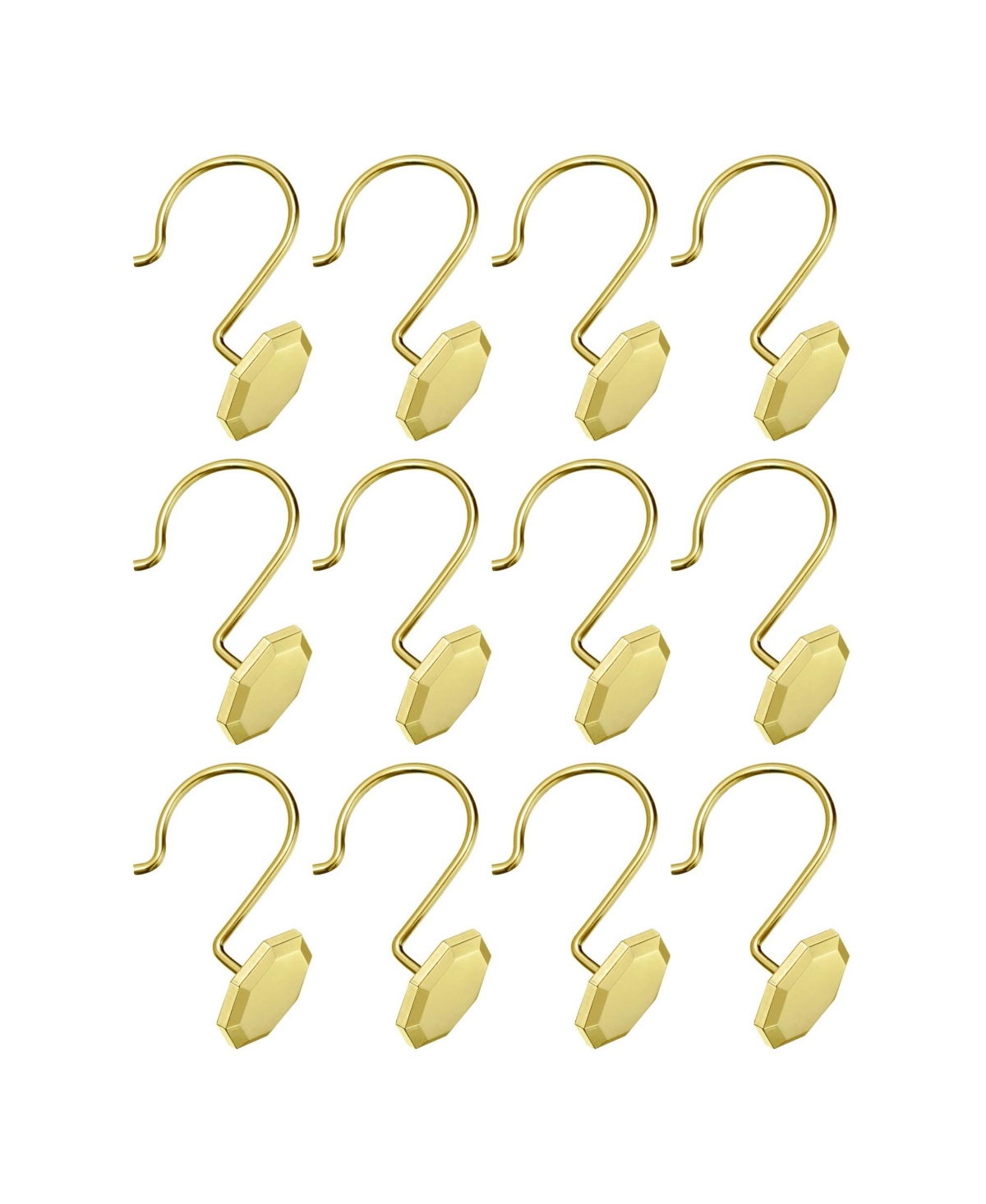 Utopia Alley Rust-Proof Zinc Shower Curtain Hooks with Octagon-Shaped end, Shower Hooks Hangers for Bathroom - Gold