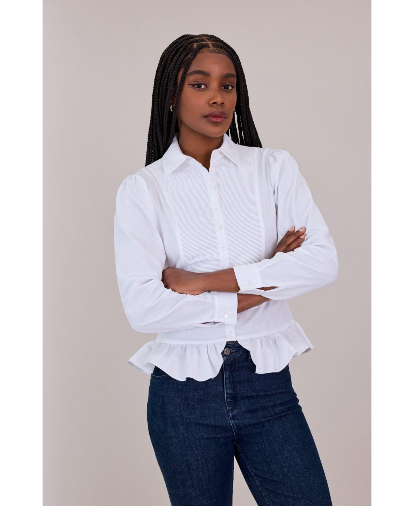 Женская рубашка Anne Fontaine Eternity Long-Sleeve Pleated-Front Peplum, цвет: Белый — фото 7