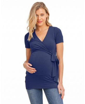 Maternity Nursing Surplice Rayon-Blend Top
