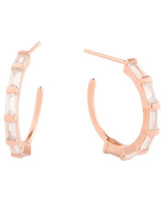Sterling Silver Cubic Zirconia Baguette Hoop Earrings