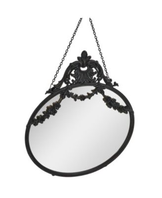 Pewter Framed Wall Mirror with Decorative Chain