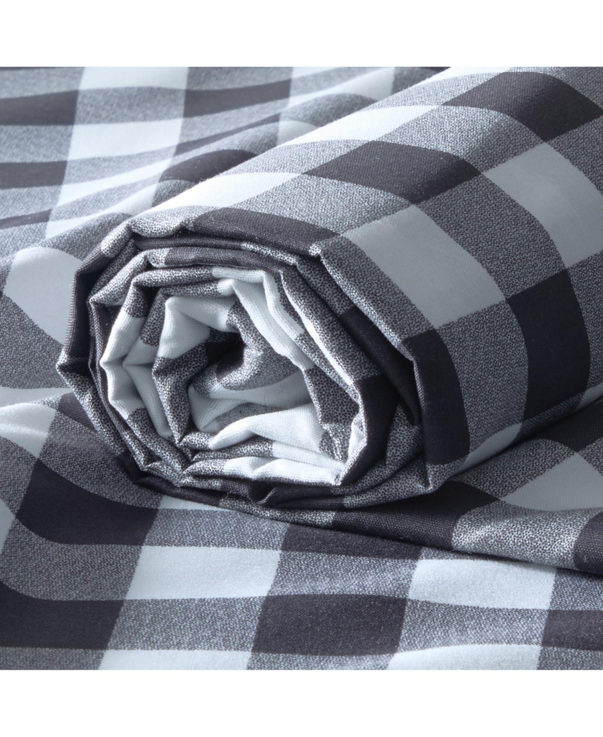 Aeelike Gingham Polyester Cotton Blend Fabric By The Yard Wide Plaid Print For Sewing Crafts Home Decor - Black 3 yards