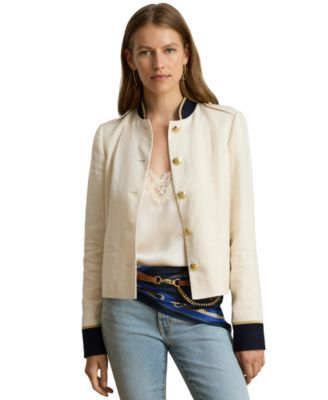Women's Color-Blocked Linen Jacket