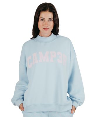 Juniors' Reversible Mock Neck Oversized Sweatshirt
