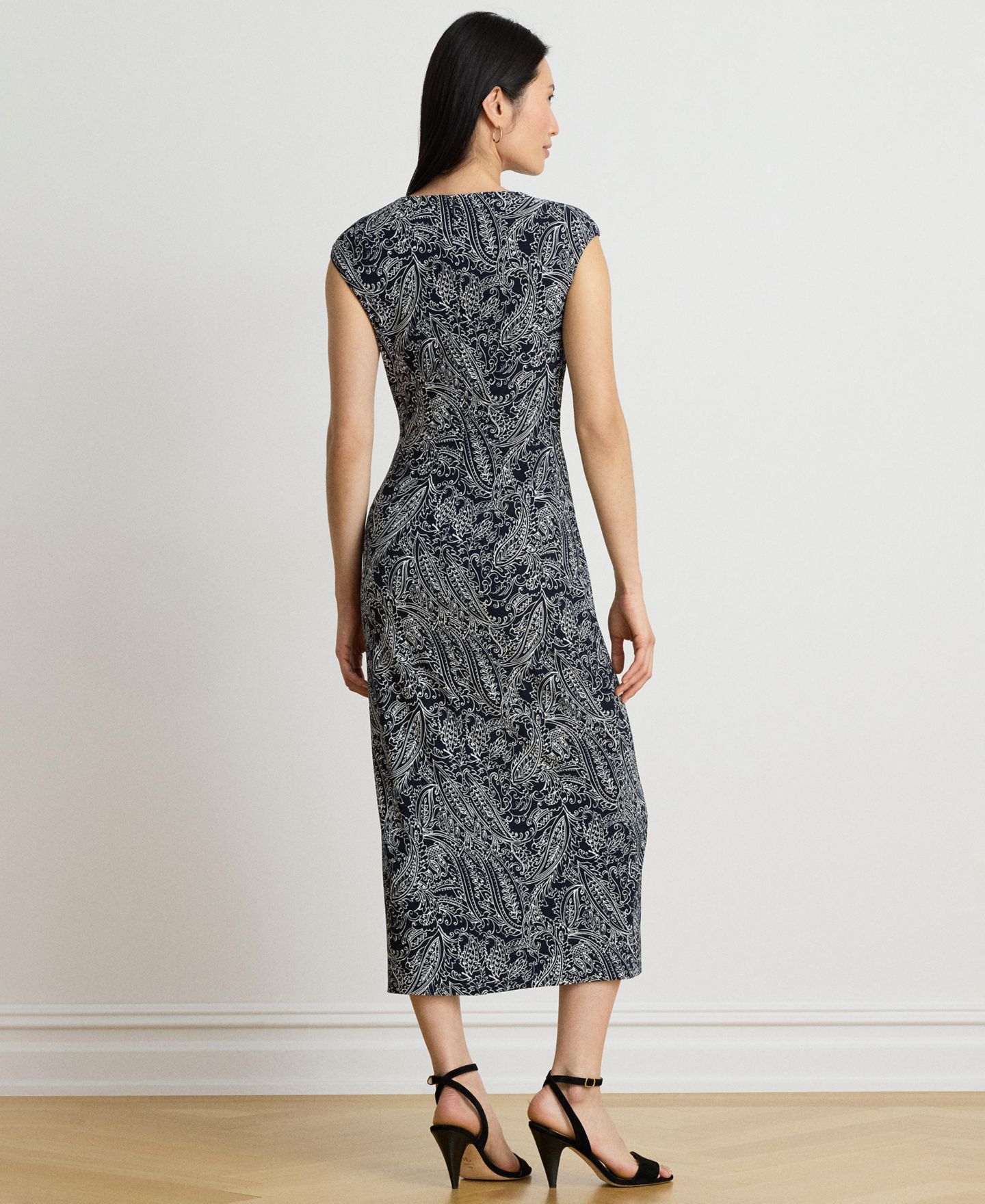 Женское платье Lauren Ralph Lauren Paisley Stretch Jersey Cap-Sleeve, цвет: Тёмно-синий / Кремовый разноцветный — фото 4