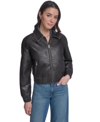 Women's Bomber Faux Leather Jacket