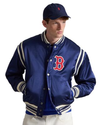 Men's Striped Ribbed Baseball Collar Jacket
