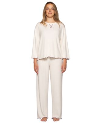 Women's Cloud Knit 3/4-Bell Sleeve Elastic Waistband Top and Pants, 2-Piece Set