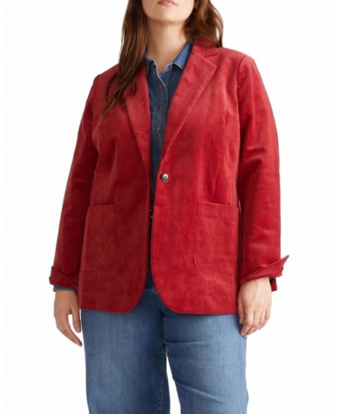 Женский пиджак Universal Standard Plus Size Davis Single-Button Corduroy Blazer, цвет: Красный