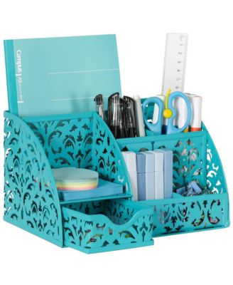 Metal Desk Organizer With Drawer Multipurpose Desktop Storage Caddy