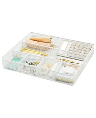 Metal Mesh Desk Drawer Organizer Tray With Dividers For Office Home Storage