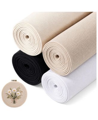 4 Piece Linen Fabric Set For Embroidery Garment Crafts Home Decor