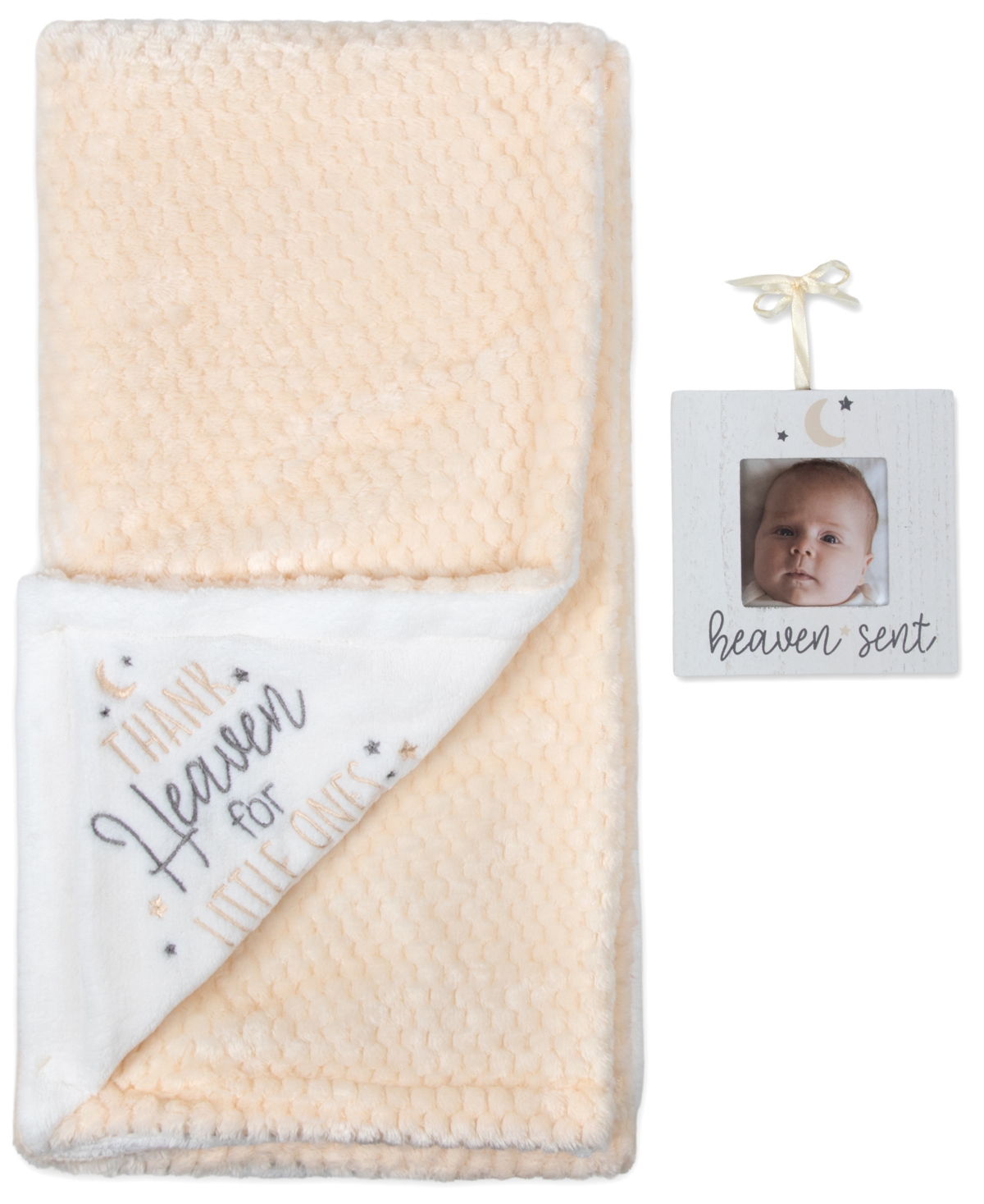 Baby Essentials Kid's Thank Heaven for Little One's Blanket and Photo Ornament, 2-Piece Set - White/Cream