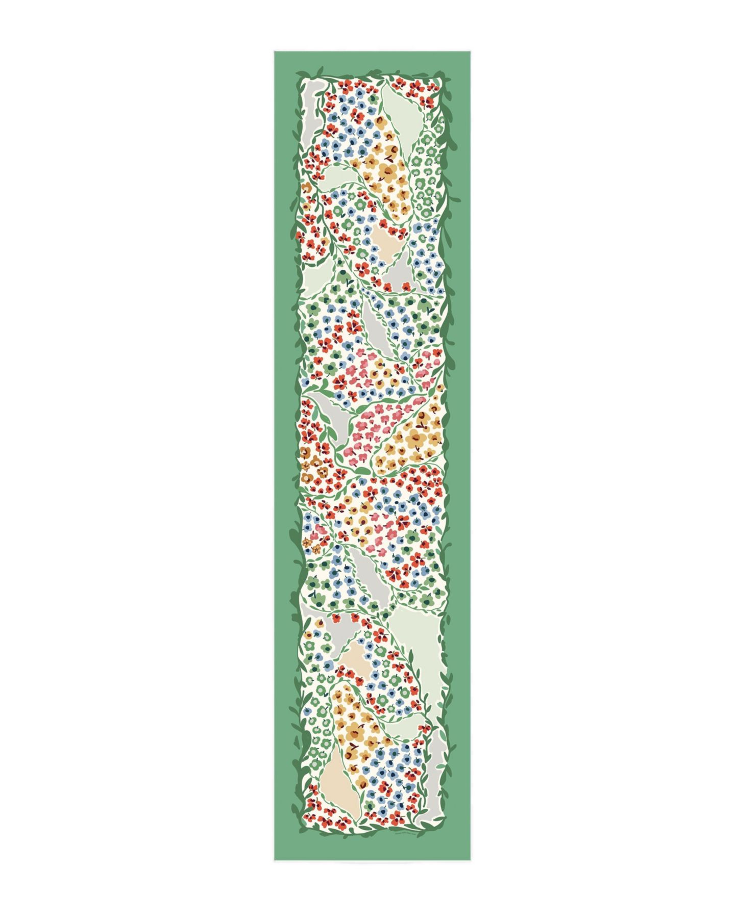 Женский шарф Jessie Zhao New York Garden Floral-Print Double-Sided Silk, цвет: Зелёный — фото 1