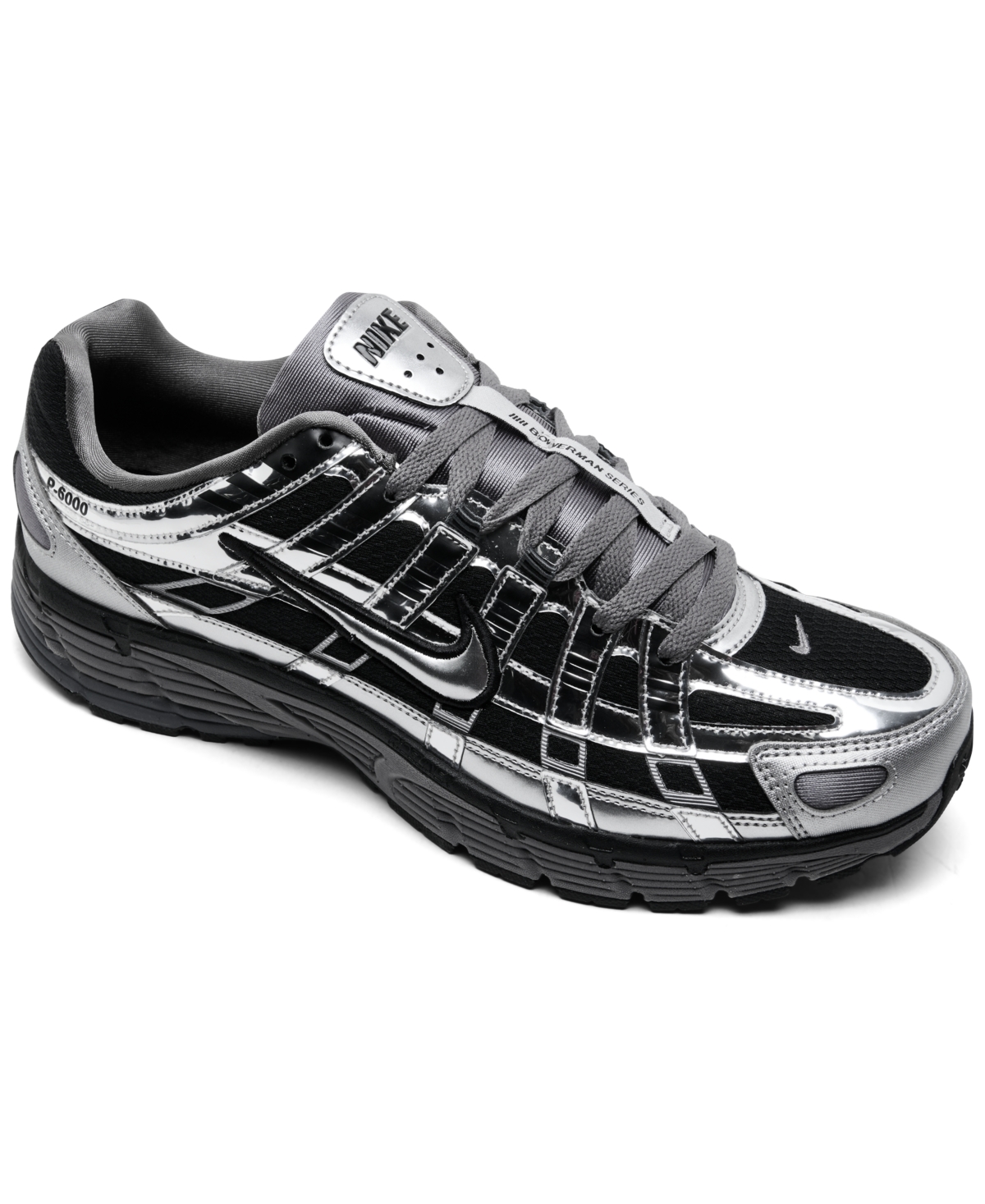 Nike Men's P-6000 Retro Casual Sneakers from Finish Line - Black,Metallic Silver