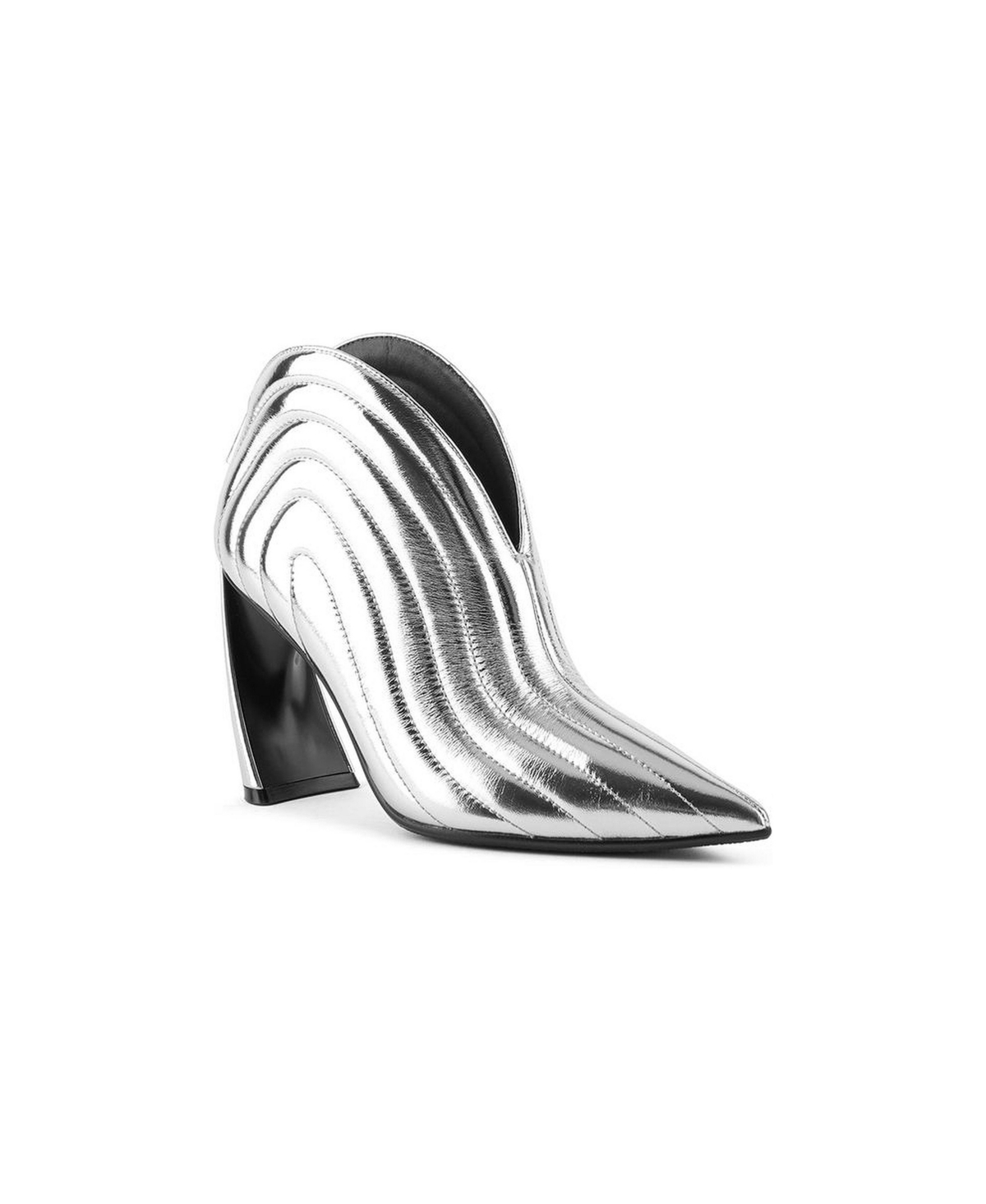 United Nude Zuma Luna Hi Leather Quilted Pointed-Toe Booties - Silver