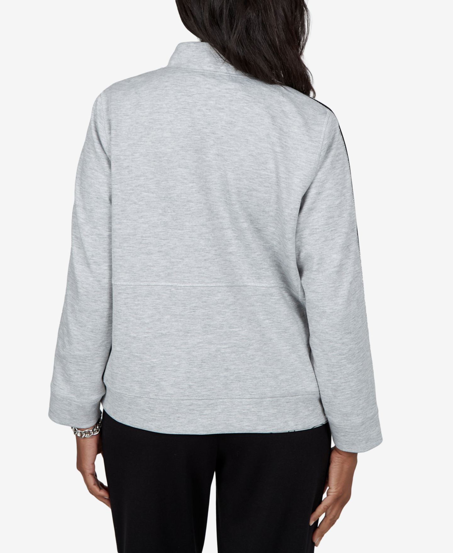 Женская куртка Alfred Dunner Petite Fleece Stand-Collar, цвет: Granite — фото 5