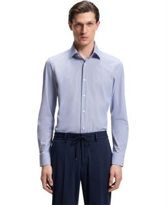 Men's Printed Performance-Stretch Fabric Slim-Fit Dress Shirt
