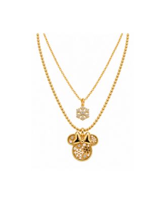 Crystal and Imitation Pearl Gold-Tone Minnie Mouse Pendant Necklaces, 2-Piece Set